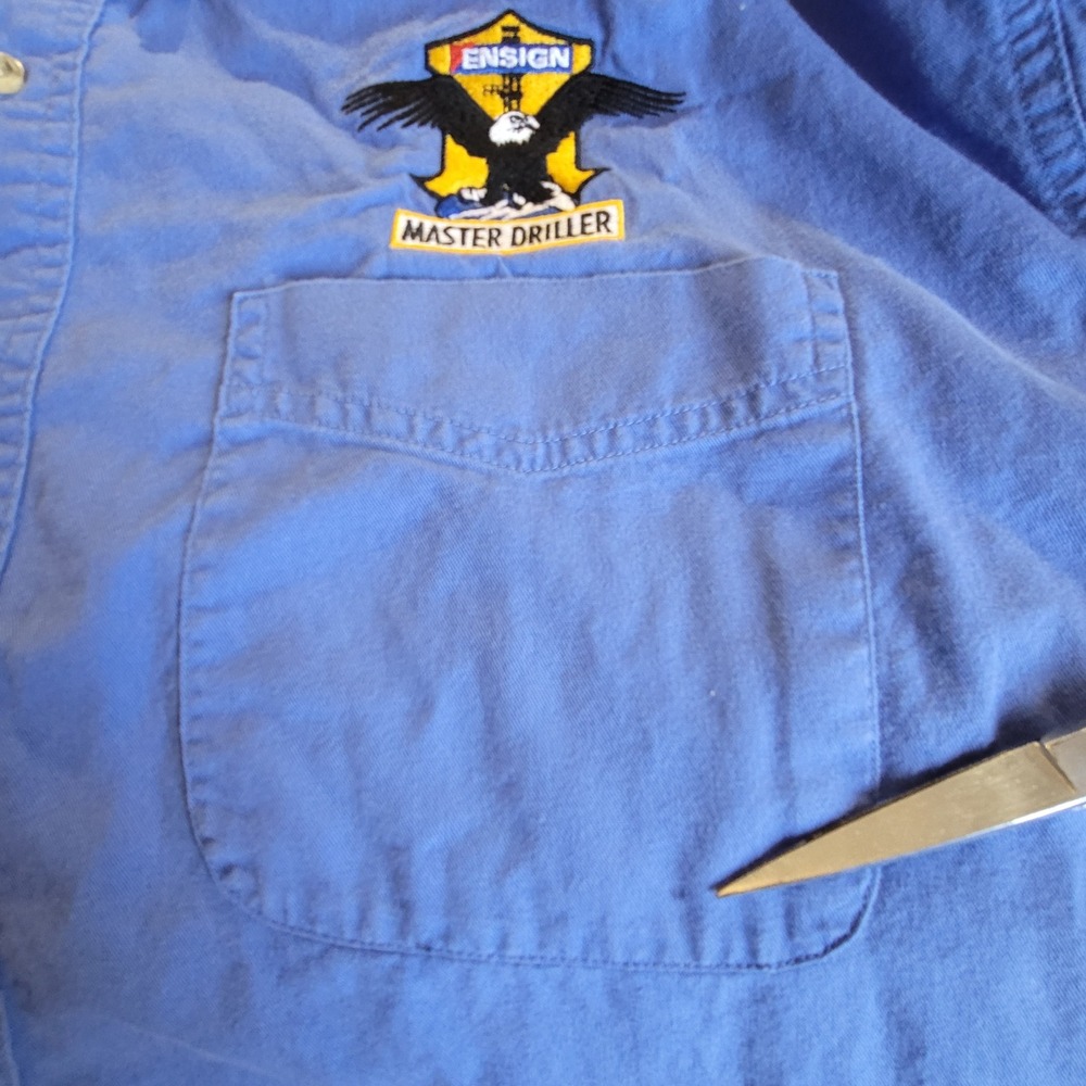 Port Authority Button Down Mens XL Blue Ensign Master Driller Industrial Shirt - Picture 8 of 10
